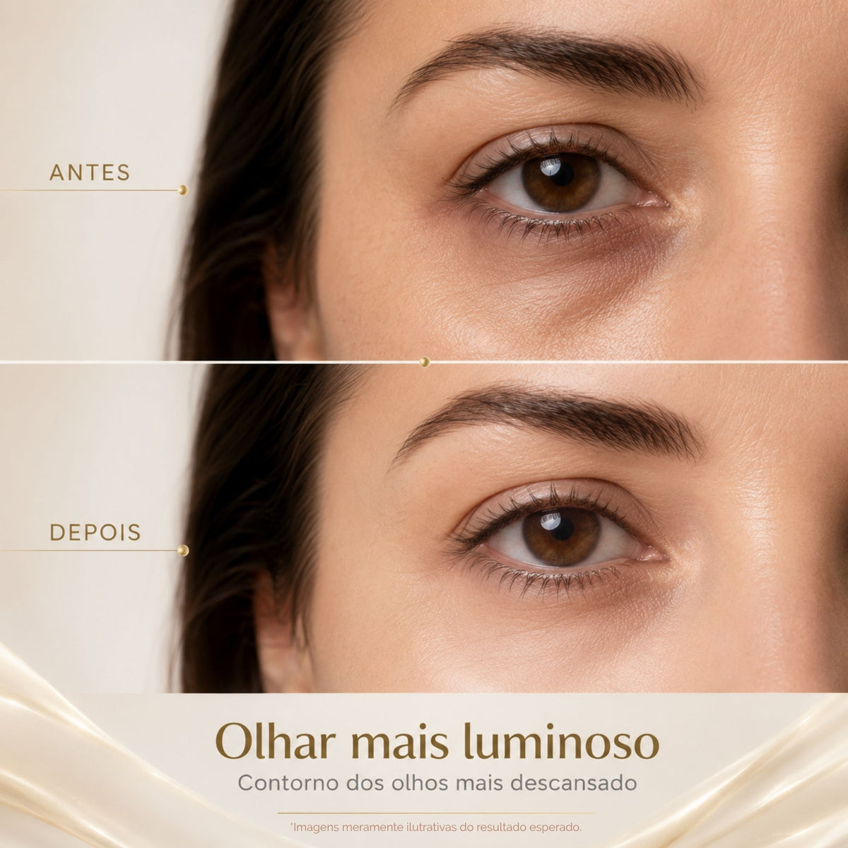 SERUM REJUVENESCEDOR PARA CONTORNO DOS OLHOS ANTES E DEPOIS